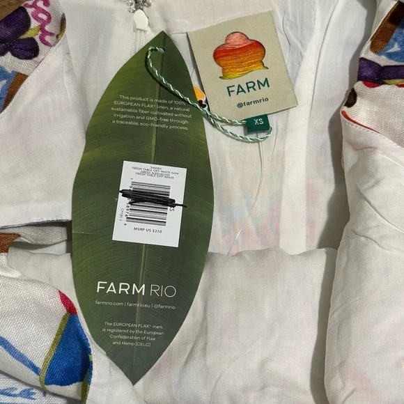 Farm Rio NWT XS Off White Fresh Table Euroflax Premium Linen Mini Dress Elegant - Picture 5 of 9